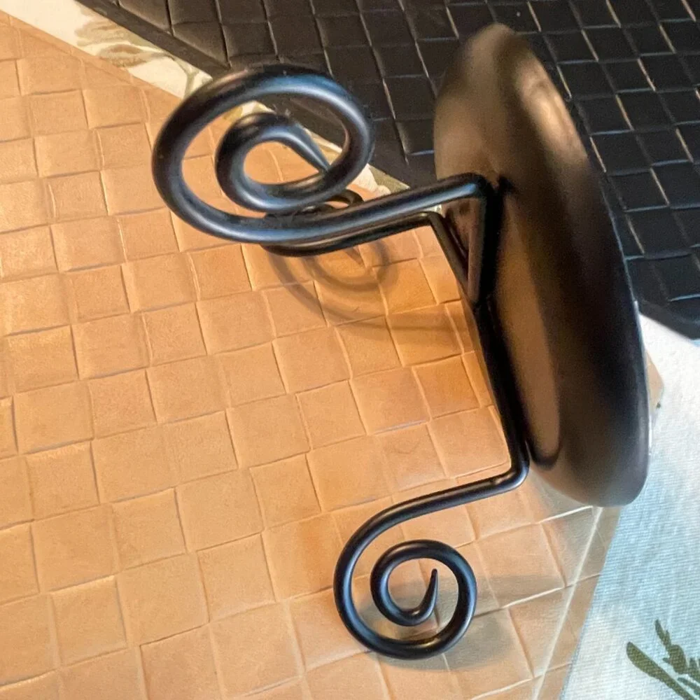 Three Legged Black Metal Round Pillar Candle Holder